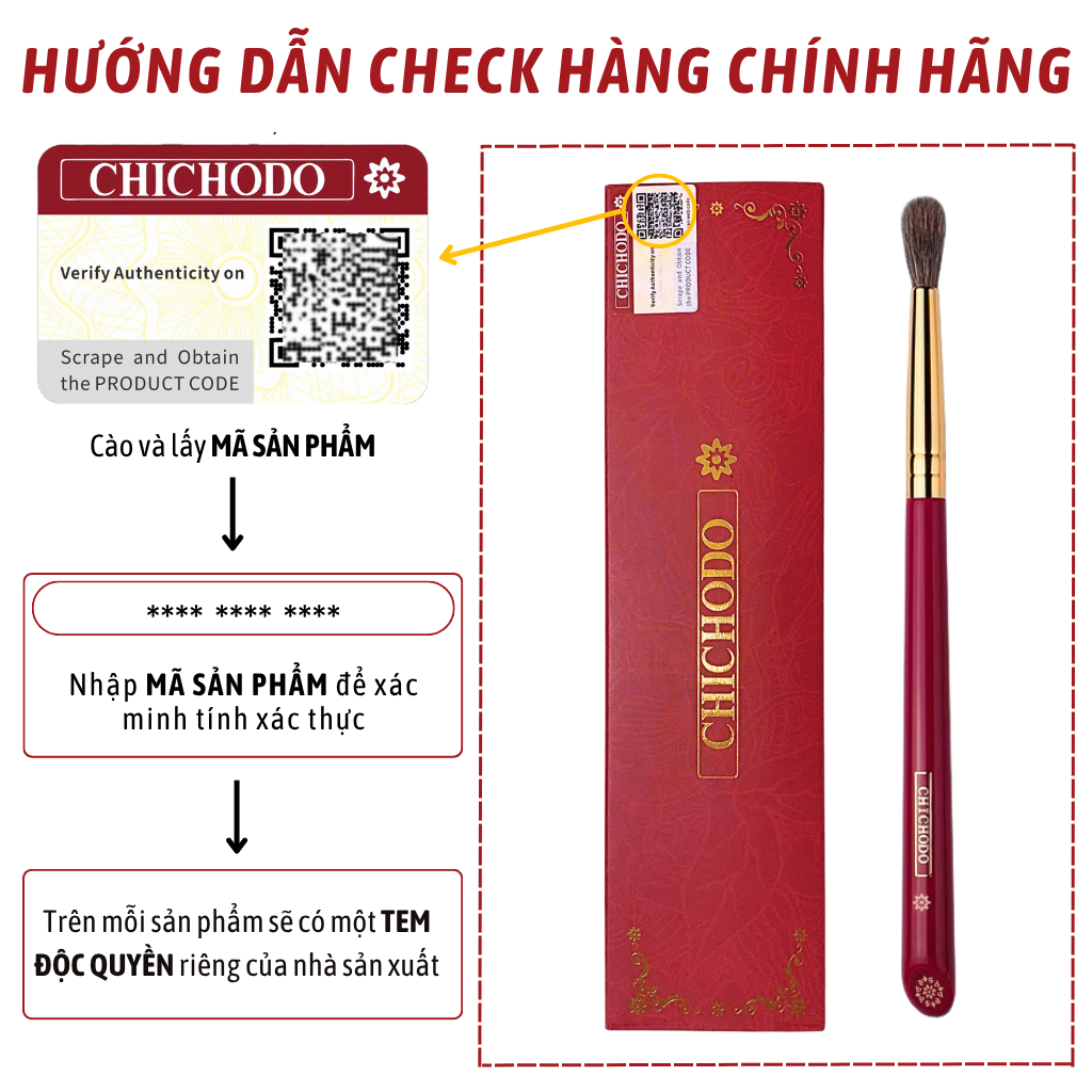 Cọ Tán Bầu Mắt – Nhũ – Tạo Chiều Sâu Mắt CHICHODO Crease C110 Lông Mềm, Bám Phấn